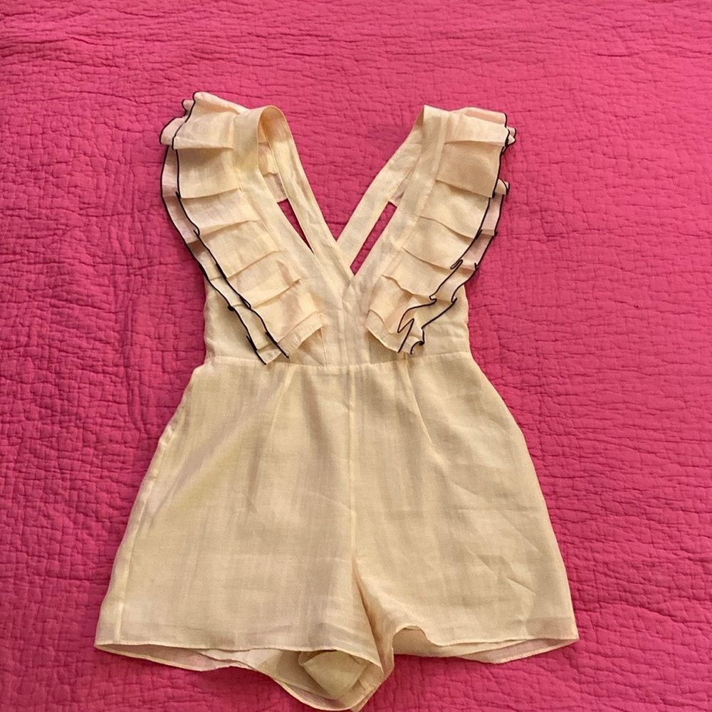 Keepsake Cream Ruffled Sleeveless romper, M